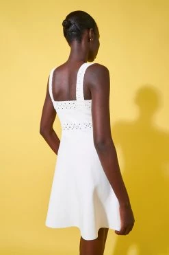 By Johnny Knit Lace Ribbon Flare Mini Dress