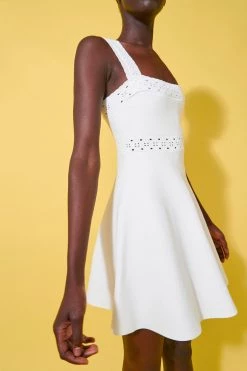 By Johnny Knit Lace Ribbon Flare Mini Dress