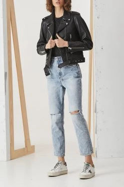 Ena Pelly New Yorker Biker Jacket Smooth Black Silver