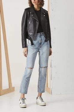 Ena Pelly New Yorker Biker Jacket Smooth Black Silver