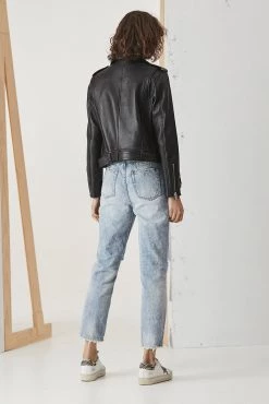 Ena Pelly New Yorker Biker Jacket Smooth Black Silver