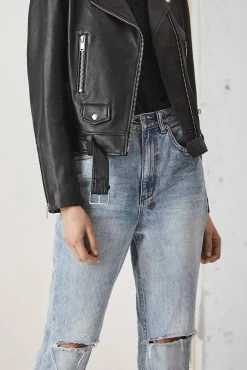 Ena Pelly New Yorker Biker Jacket Smooth Black Silver