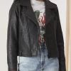 Ena Pelly Minimalist Biker Jacket Pebbled Black Black