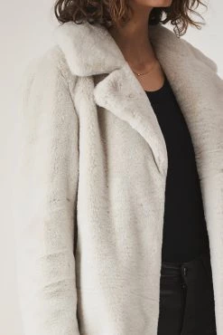 Ena Pelly Minimalist Faux Fur Jacket Bone