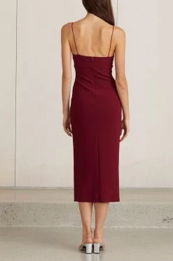 Bec And Bridge Lea Split Midi Dress Burgundy