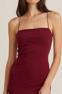 Bec And Bridge Lea Lace Up Midi Dress Burgundy